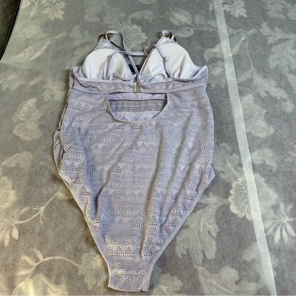 Summer Mae Maternity One Piece Swimsuit V-Neck Hollow O-Ring Linked Violet 10 - Picture 6 of 8